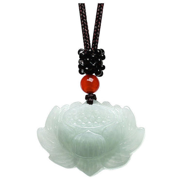 Handmade Carved Bodhi Root Lotus Flower Pendant Necklace